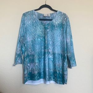 Chico’s Light Teal Shirt size 3 (XL, 16/18)